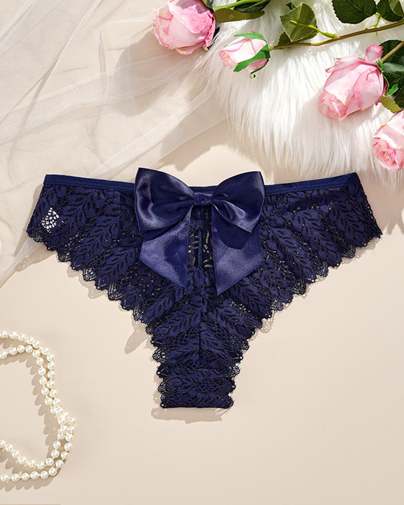 Sexy Bow Lace Breathable Hollow Comfortable Panties