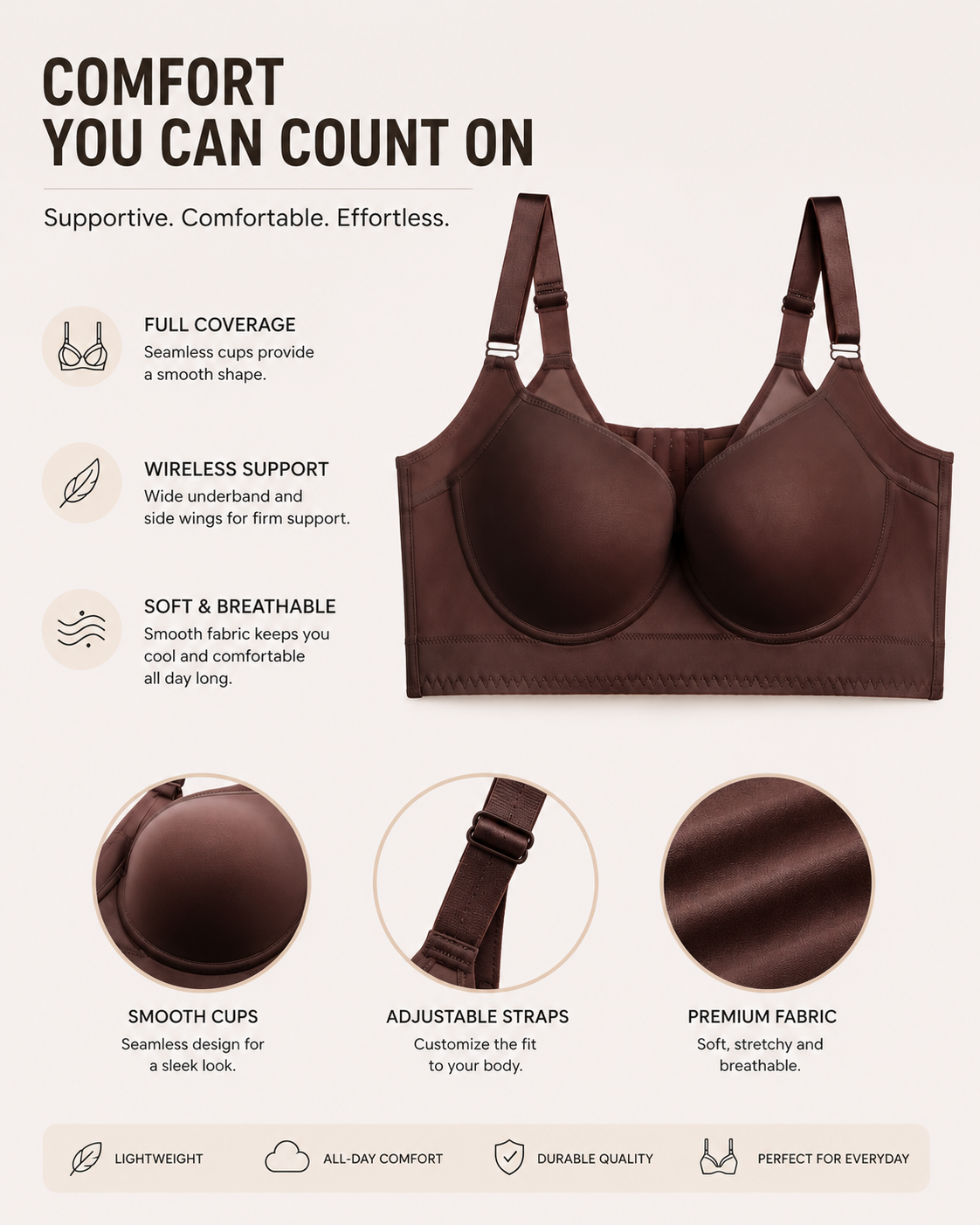 Women's Extra Firm High Compression Full Cup Push Up Bra