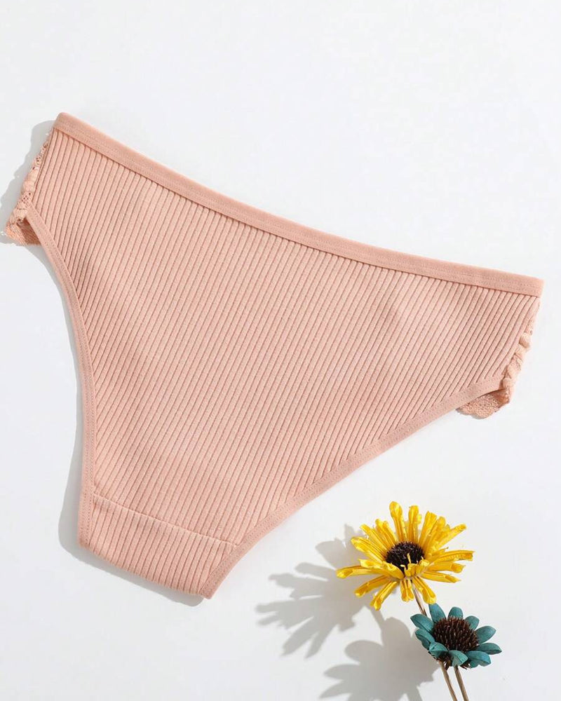 Women's Low Waist Lace Solid Color Breathable Briefs