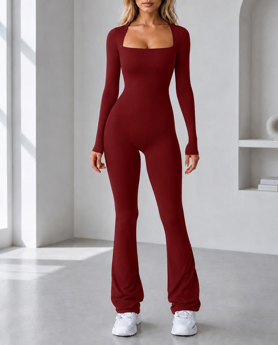 Seamless Stretch Long Sleeve Fitness Yoga One Piece Jumpsuit