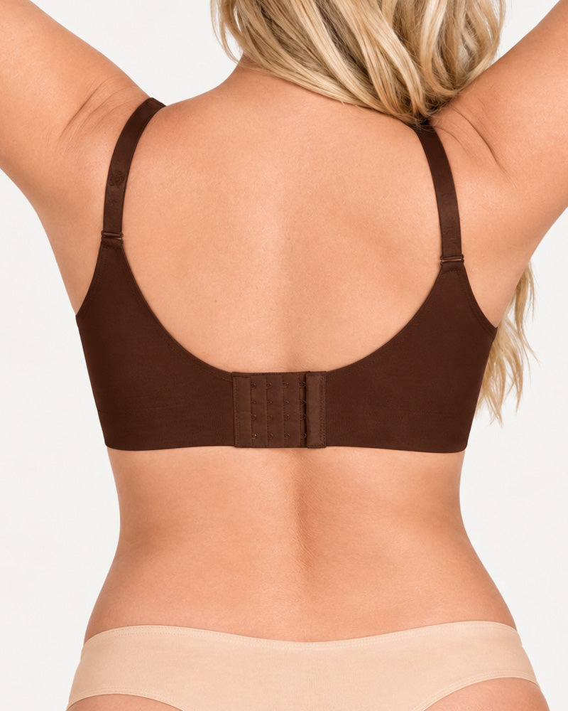 Deep V Seamless Elastic Ribbed Wire-Free Push-Up Bra