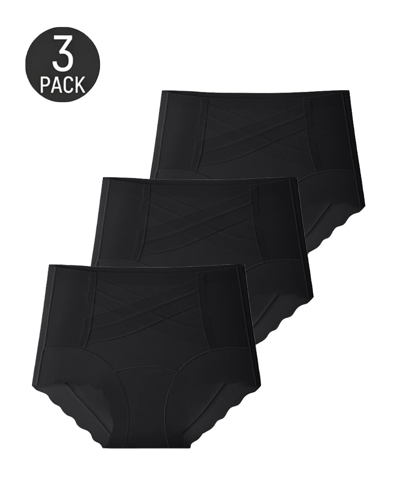 3-Pack High Waist Crossover Tummy Control Seamless Shaping Panties