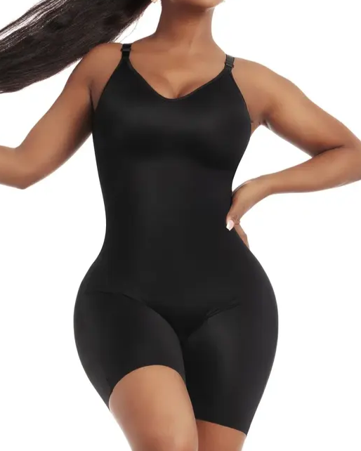 Comfy Tummy Control Shapewear Bodysuit Mid Thigh With Built-In Bra