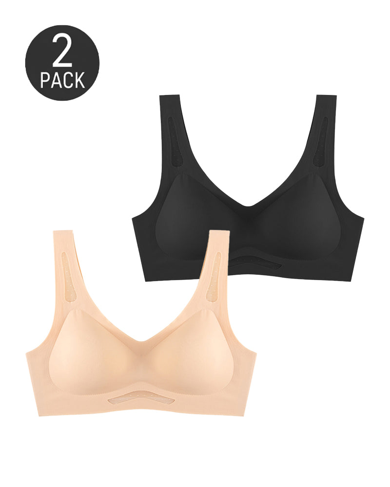 2-Pack Deep V Seamless Breathable Mesh Cutout Vest Bra