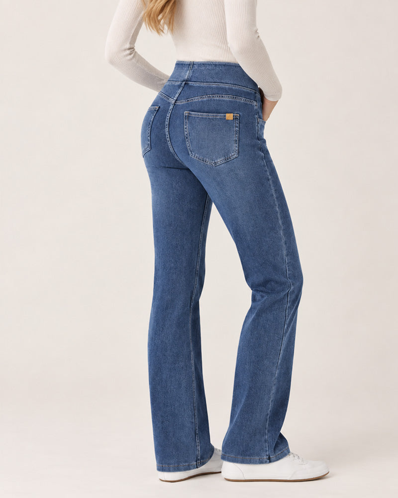 Casual High Waist Washed Bootcut Jeans