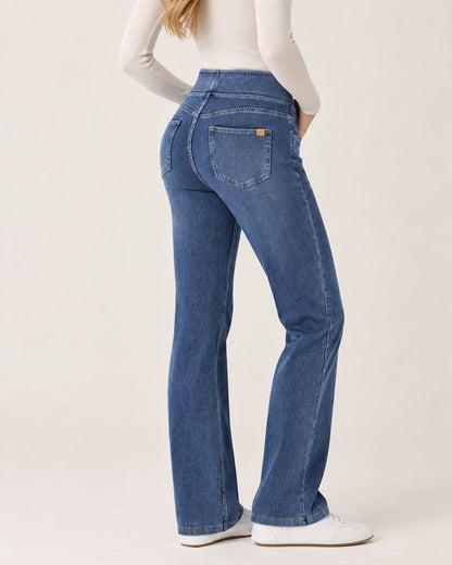Casual High Waist Washed Bootcut Jeans