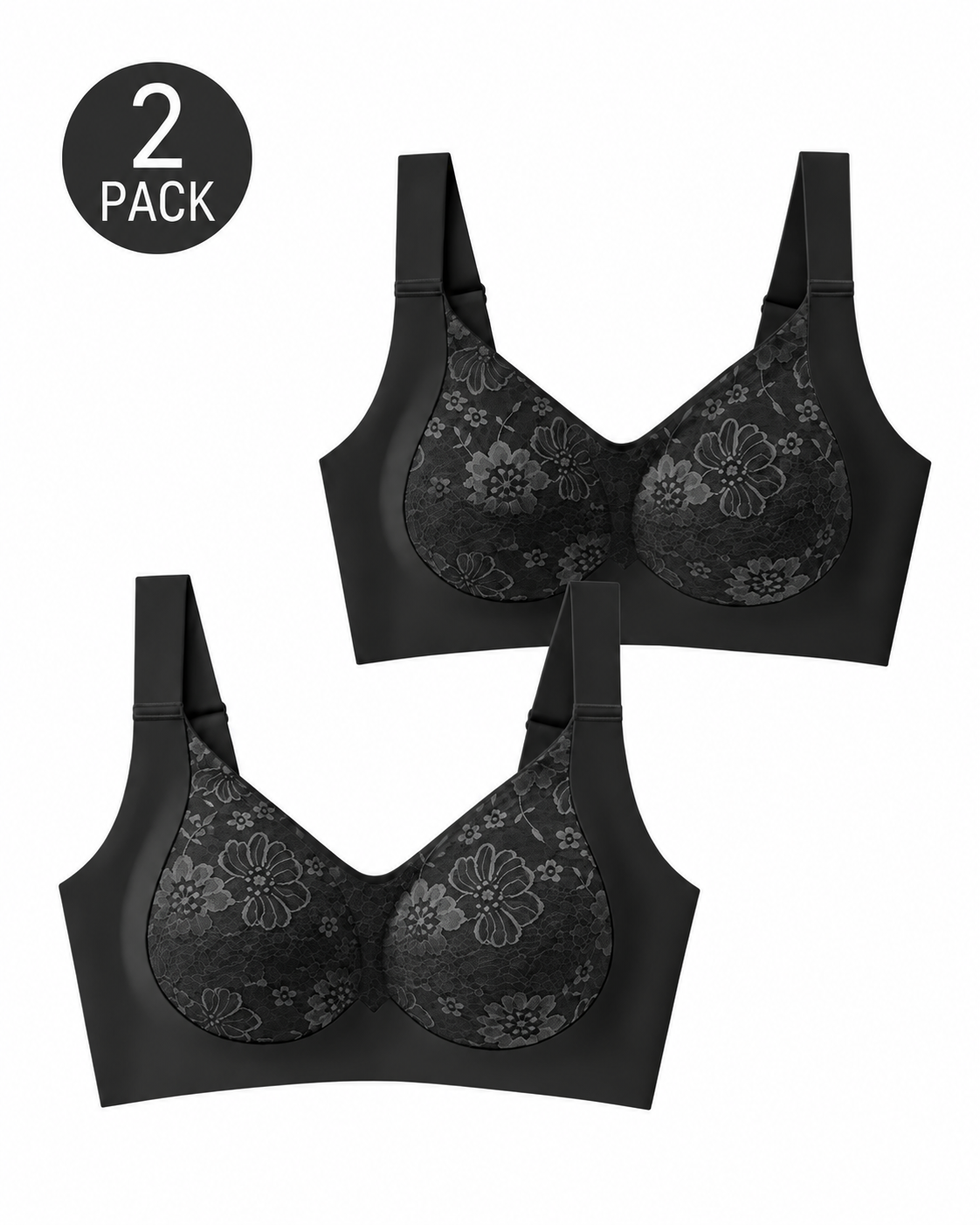 2-Pack Seamless Lace Breathable Push-Up Bra