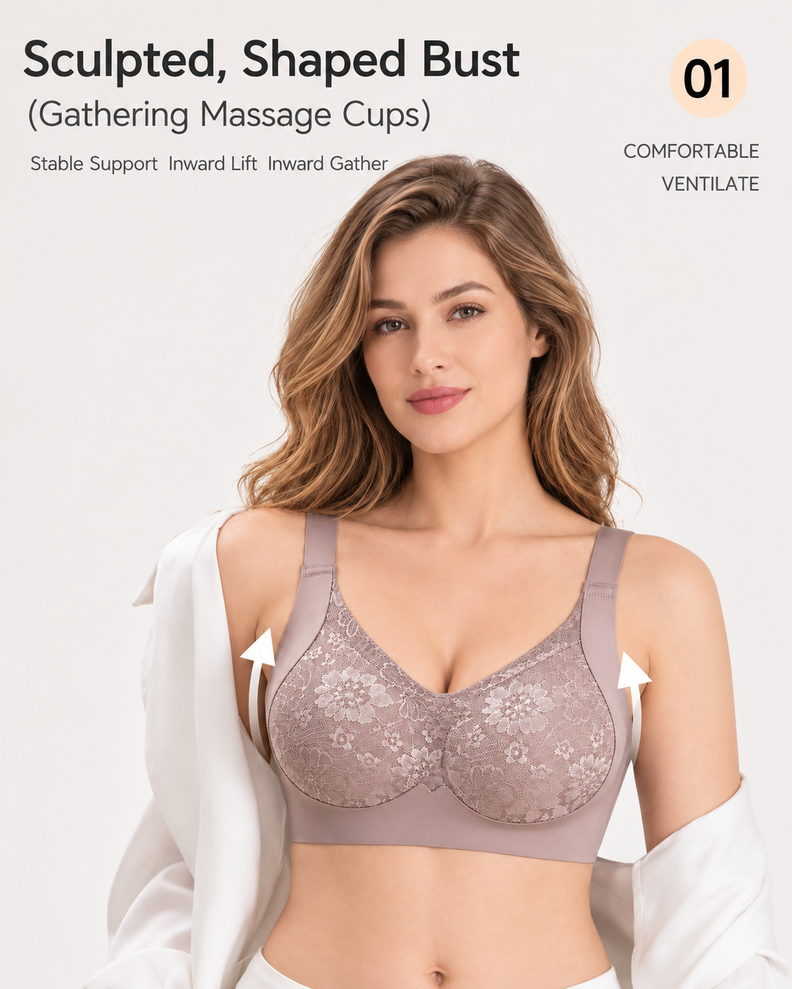 2-Pack Seamless Lace Breathable Push-Up Bra