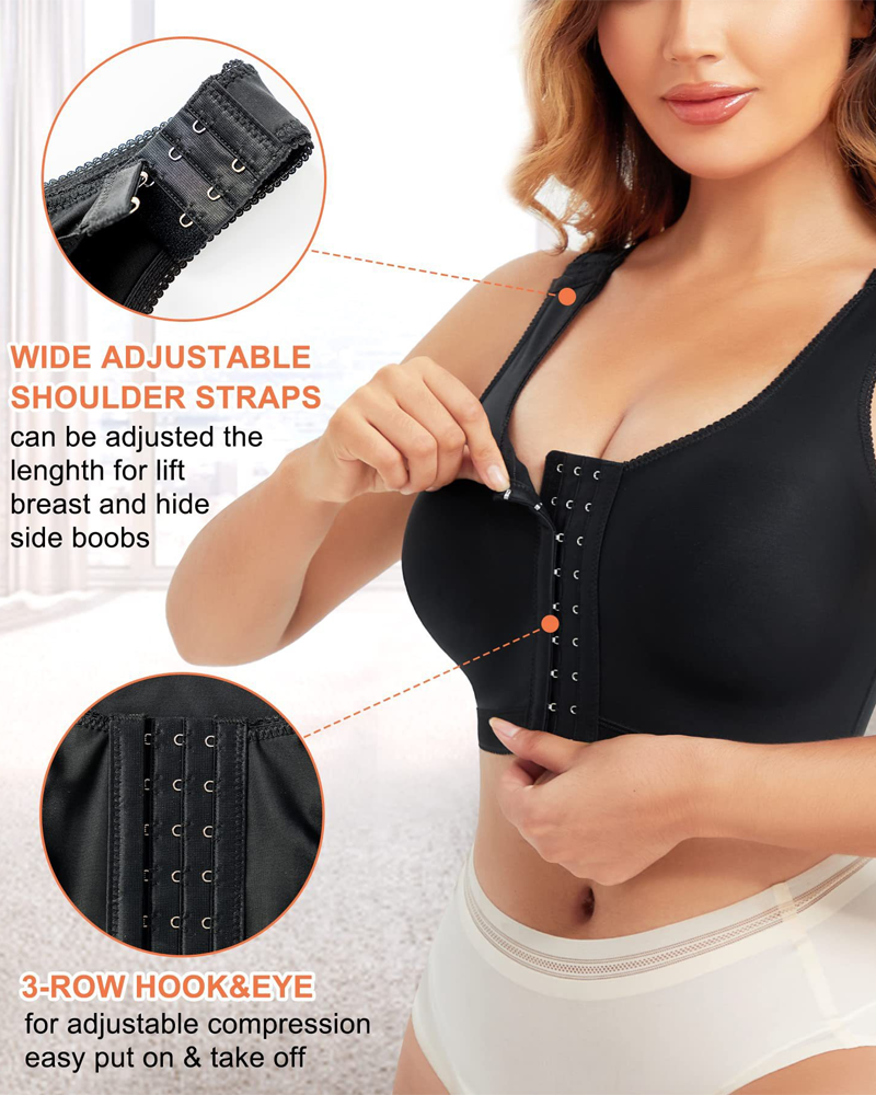 Shapewear Post-Operative Underwear Bra Straps Adjustable Zipper Design Shapewear Post-Operative Underwear