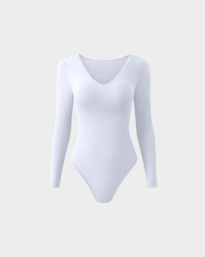 Floralshe® Sexy Ribbed V Neck Long Sleeve Bodysuits