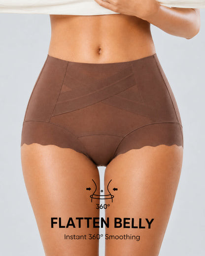 3-Pack High Waist Crossover Tummy Control Seamless Shaping Panties