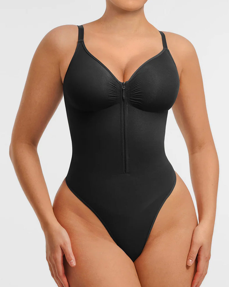 Women's Solid Color Tummy Tuck Seamless Zipper Body Shaper