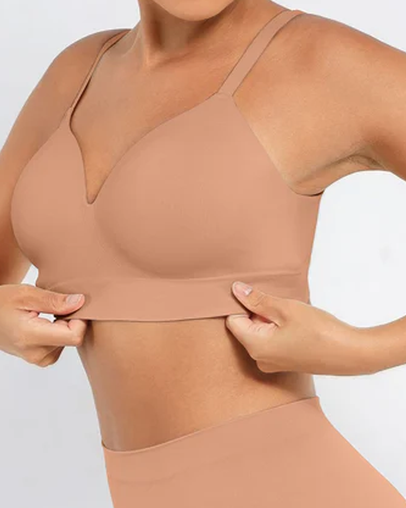 Women's Solid Color No-Wire Push-Up Seamless Comfortable Full Cup Bra