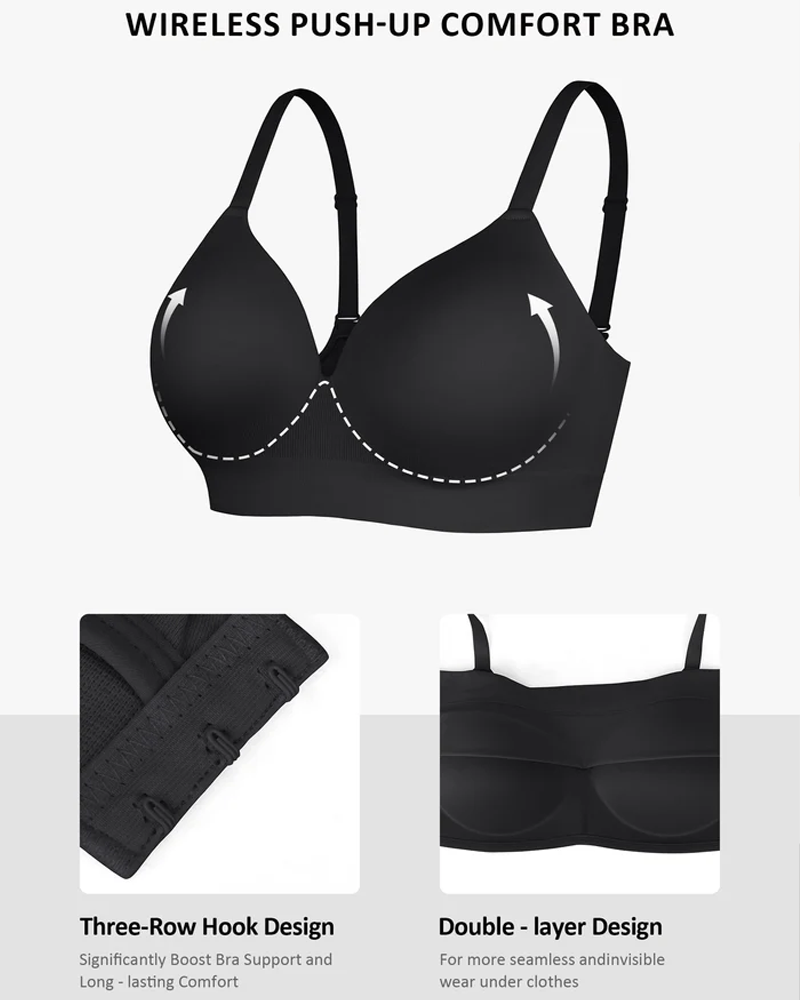 Women's Solid Color No-Wire Push-Up Seamless Comfortable Full Cup Bra
