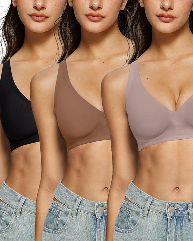 Women's Deep V Wire-free Push-up Adjustable Seamless Bra