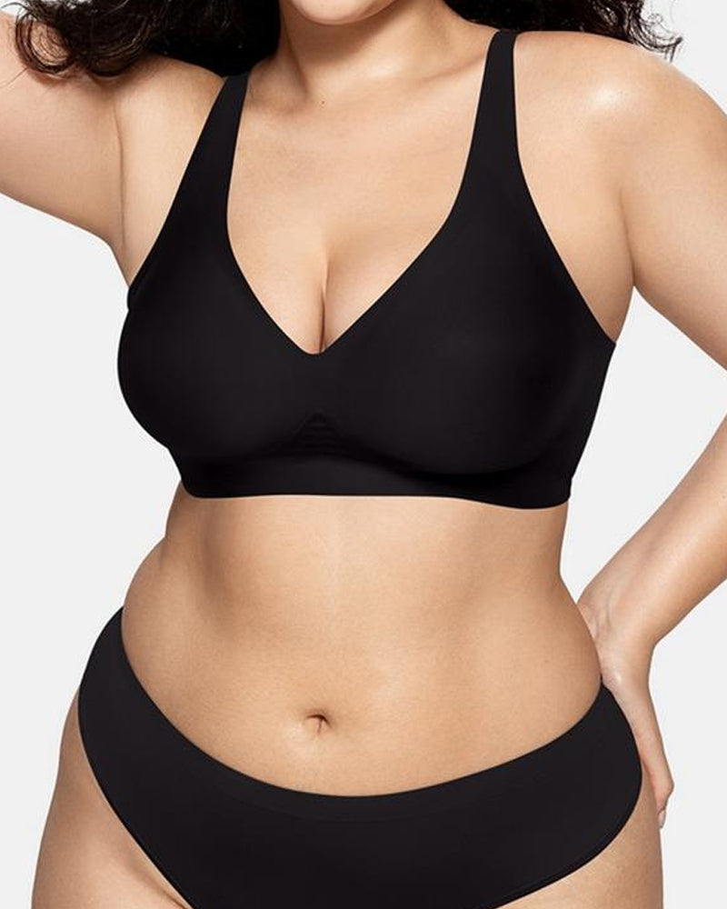 Women's Deep V Wire-free Push-up Adjustable Seamless Bra
