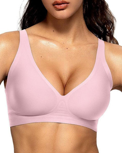 Women's Deep V Wire-free Push-up Adjustable Seamless Bra