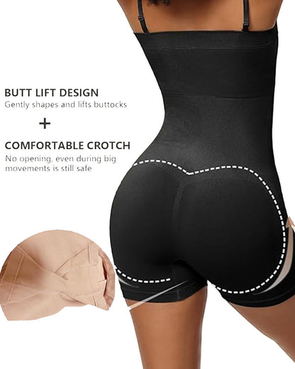 Women's Tummy Control Removable Spaghetti Straps Seamless Bandeau Bodycon Shorts Body Shaper