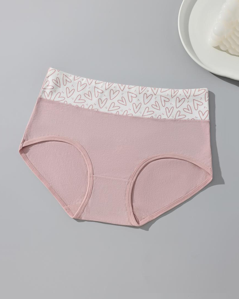 Women's Breathable Soft Love Heart Cotton Printed Panties