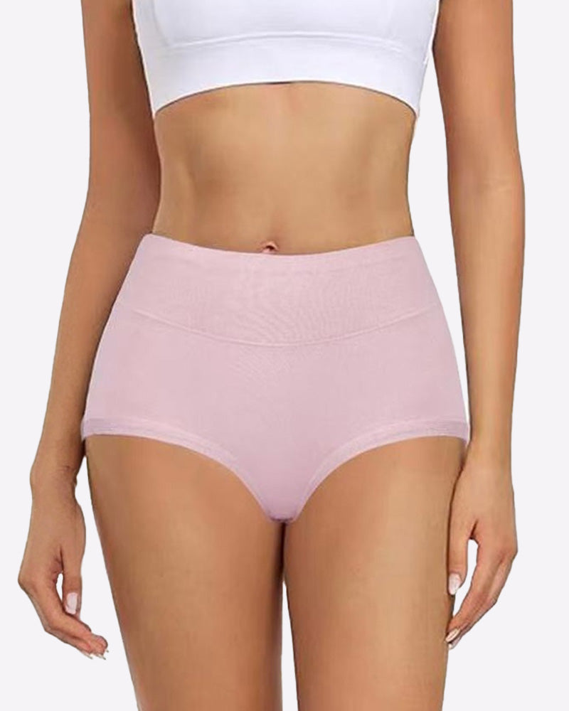 Women's High Waist Cotton Full Coverage Breathable Daily Solid Color Seamless Briefs