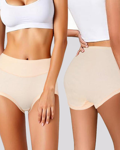 Women's High Waist Cotton Full Coverage Breathable Daily Solid Color Seamless Briefs