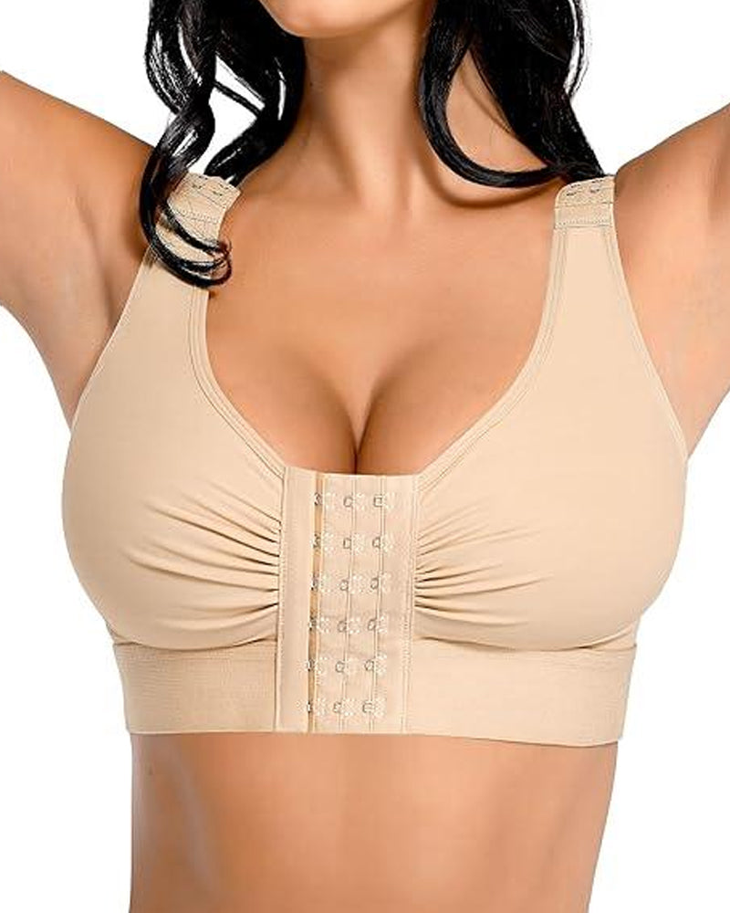 Women's Front-Opening Adjustable Shoulder Straps Without Steel Ring Post-Operative Compression Bra