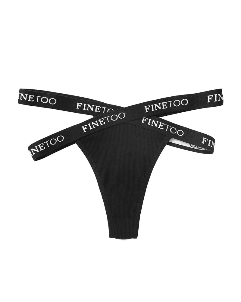 Women's Cotton High Waist Sexy Letter Printed Cross Sports Belt Thong