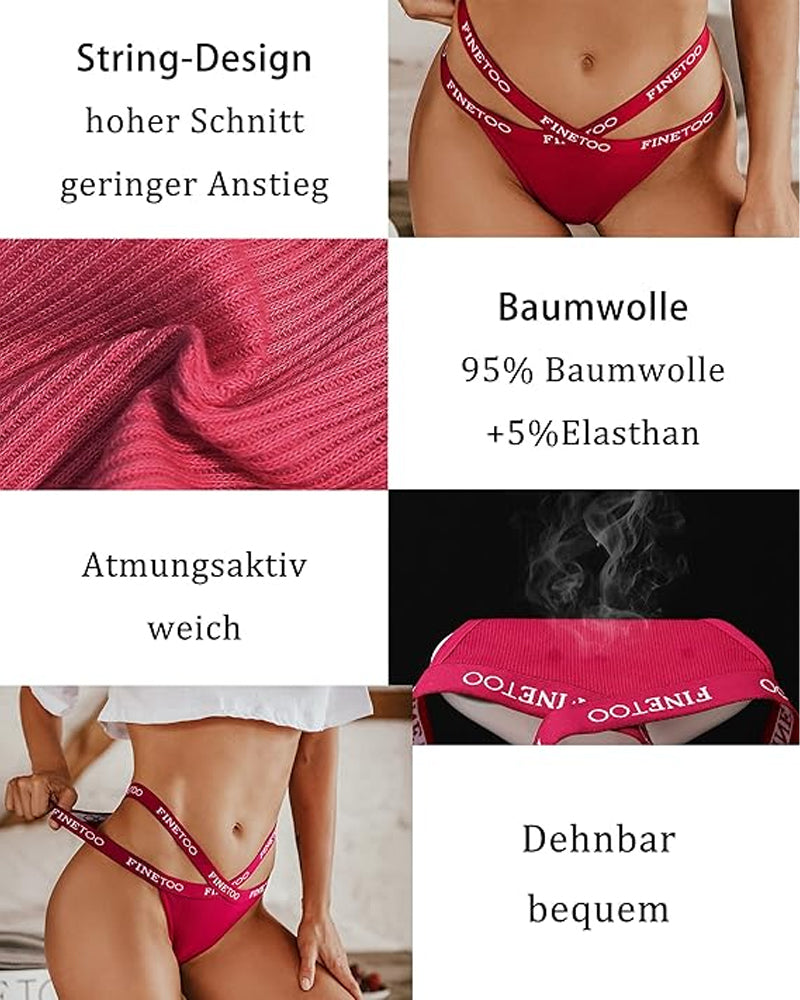 Women's Cotton High Waist Sexy Letter Printed Cross Sports Belt Thong