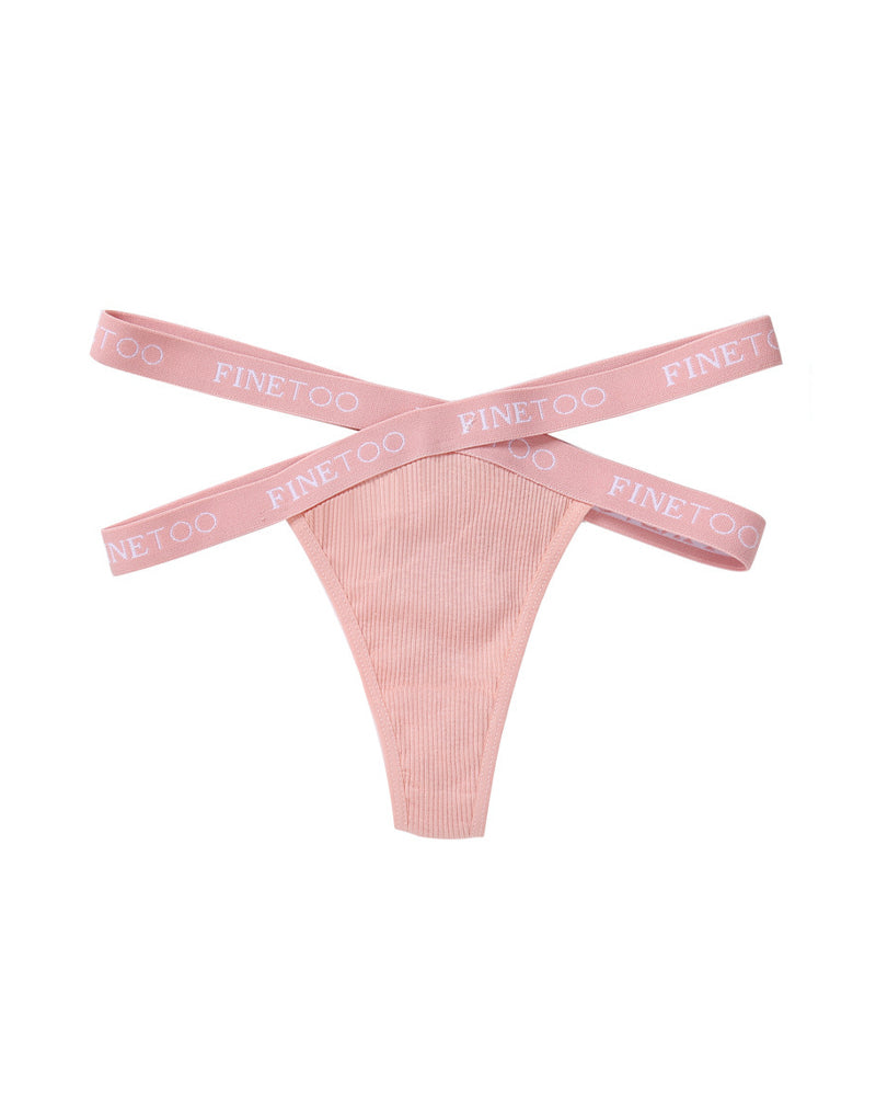 Women's Cotton High Waist Sexy Letter Printed Cross Sports Belt Thong