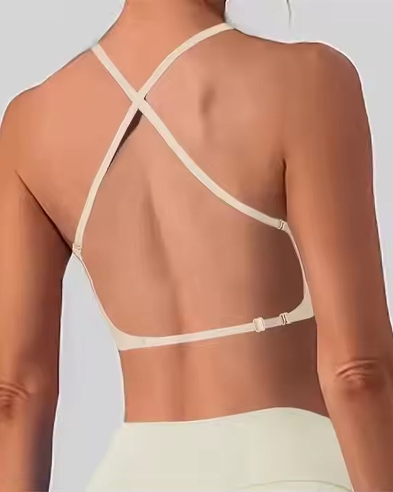 Women's Low Back Seamless Multi-Way Convertible Halter Spaghetti Strap Lifting Bra