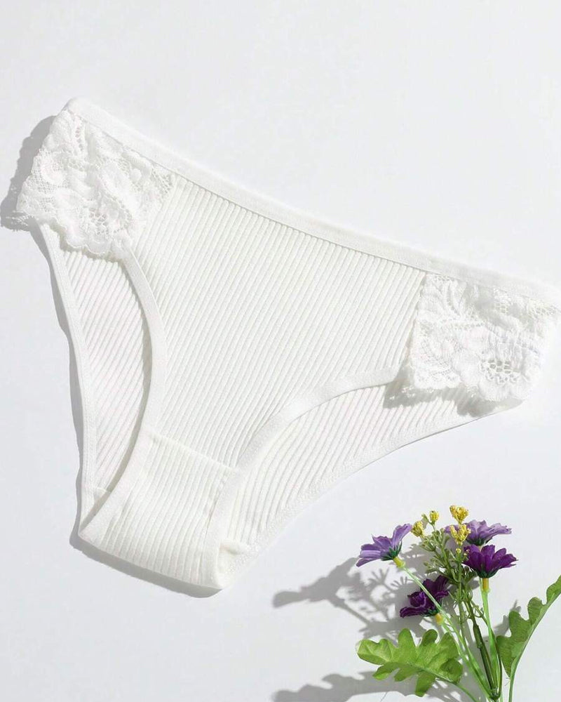 Women's Low Waist Lace Solid Color Breathable Briefs