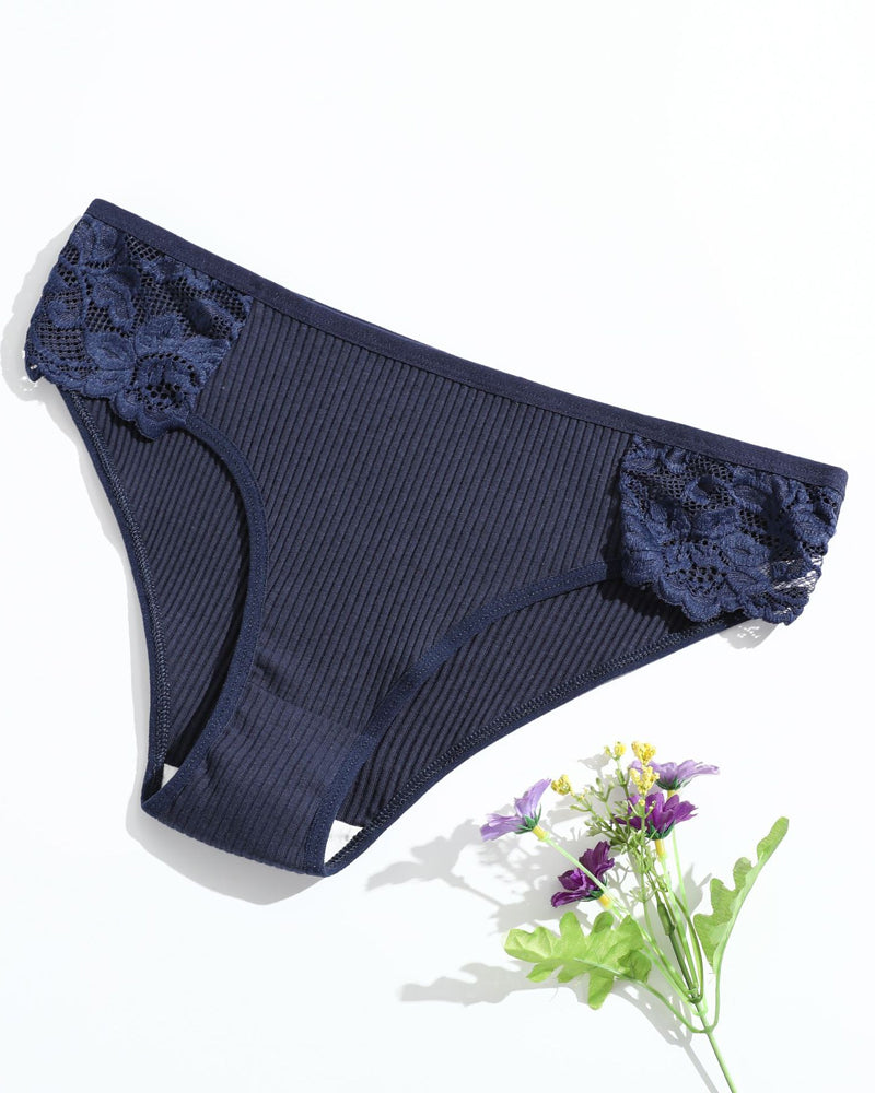 Women's Low Waist Lace Solid Color Breathable Briefs