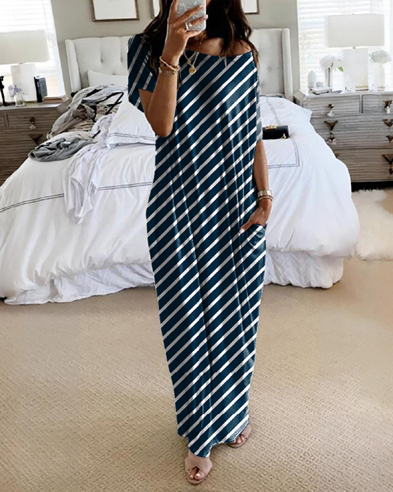 Women's Solid Color Bat Sleeve Casual Comfortable Short Sleeve Dress