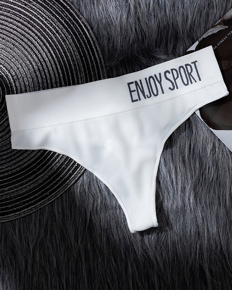 Women's Sexy Seamless Sports Fitness Letter Wide Waist Briefs