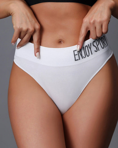 Women's Sexy Seamless Sports Fitness Letter Wide Waist Briefs