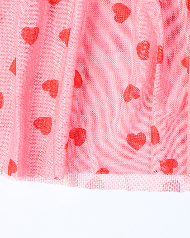 Sexy Lace See-Through Heart Print Camisole Nightdress and Thong Set