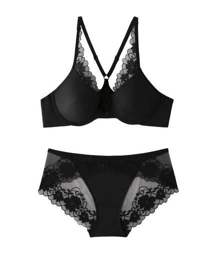 Women's Seamless Front-Clasp Wire-Free Lace Comfort Bra and Panty Set