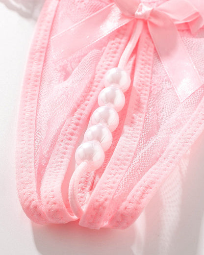 Lace Crotchless Massage Pearl Sexy Thong