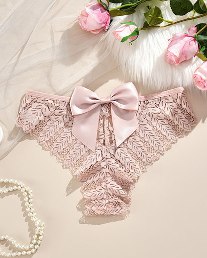 Sexy Bow Lace Breathable Hollow Comfortable Panties