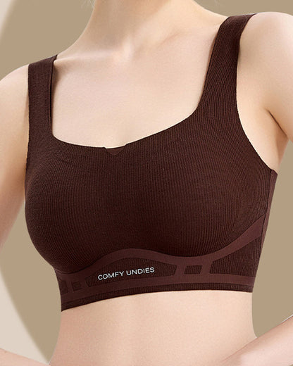 Solid Color No-Wire Seamless Push-Up Casual Vest Bra