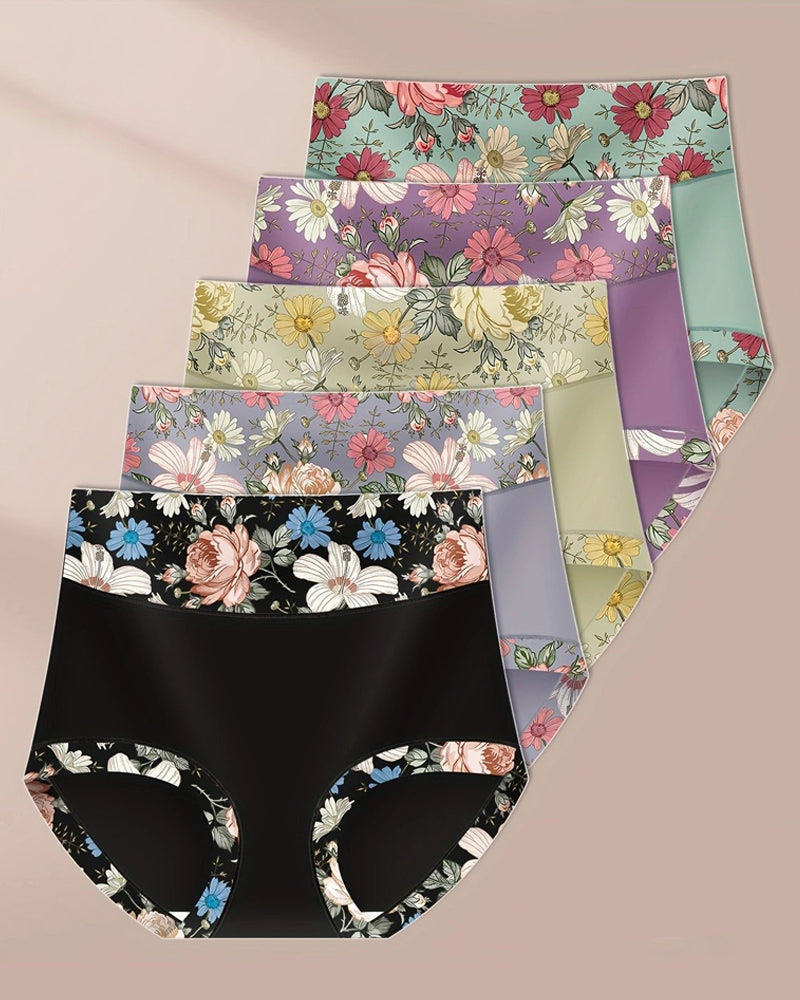 Floral Print High-Waisted Women's Tummy-Control Briefs