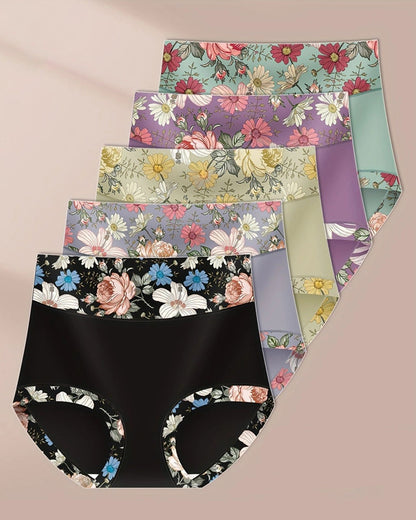 Floral Print High-Waisted Women's Tummy-Control Briefs