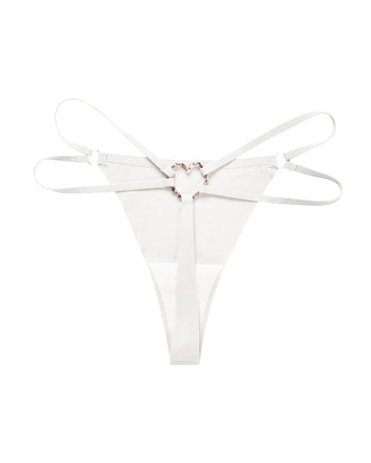 Seamless Double-Strap Heart Metal Ring Design Sexy Thong