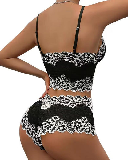 Sexy Lace Colorblock Underwear Set