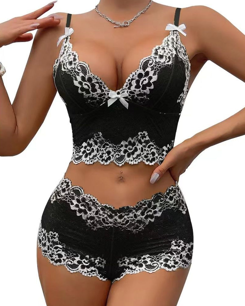 Sexy Lace Colorblock Underwear Set