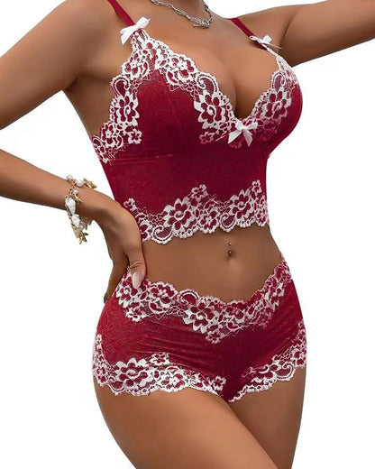 Sexy Lace Colorblock Underwear Set