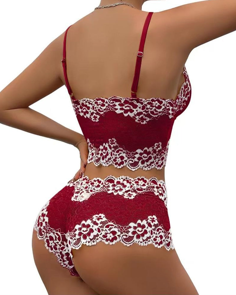Sexy Lace Colorblock Underwear Set