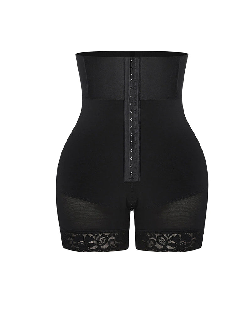 High-waisted Tummy-controlling, Hip-lifting Shapewear Shorts With Zippered Crotch