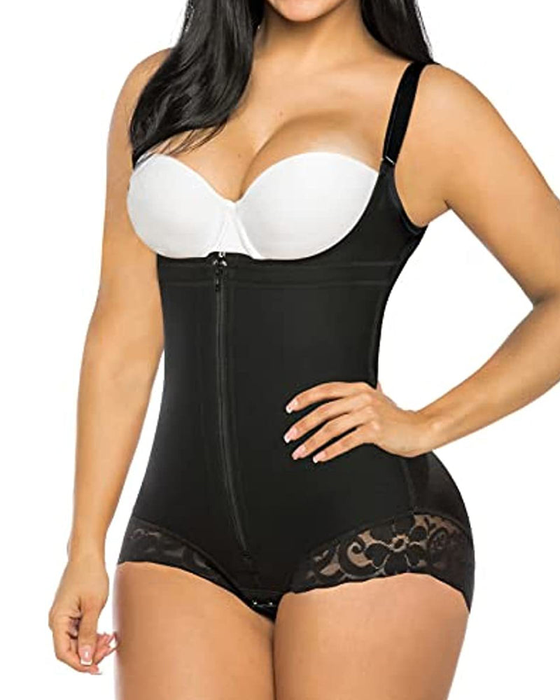 Women Shapewear Tummy Control Fajas Colombianas Body Shaper Zipper Open Bust Bodysuit