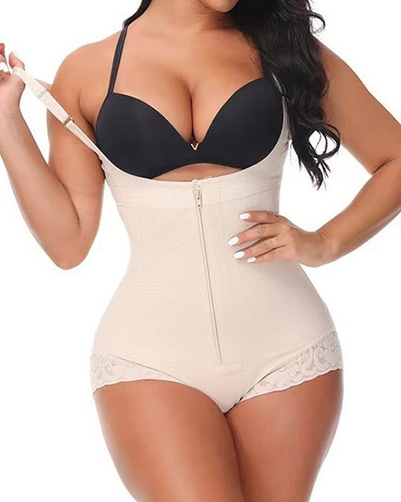 Women Shapewear Tummy Control Fajas Colombianas Body Shaper Zipper Open Bust Bodysuit